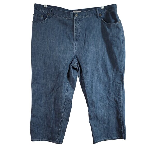 Isaac Mizrahi Live! Jeans Blue Size 22W Wide Leg Zipper Pockets Cropped Med Wash - Picture 1 of 8